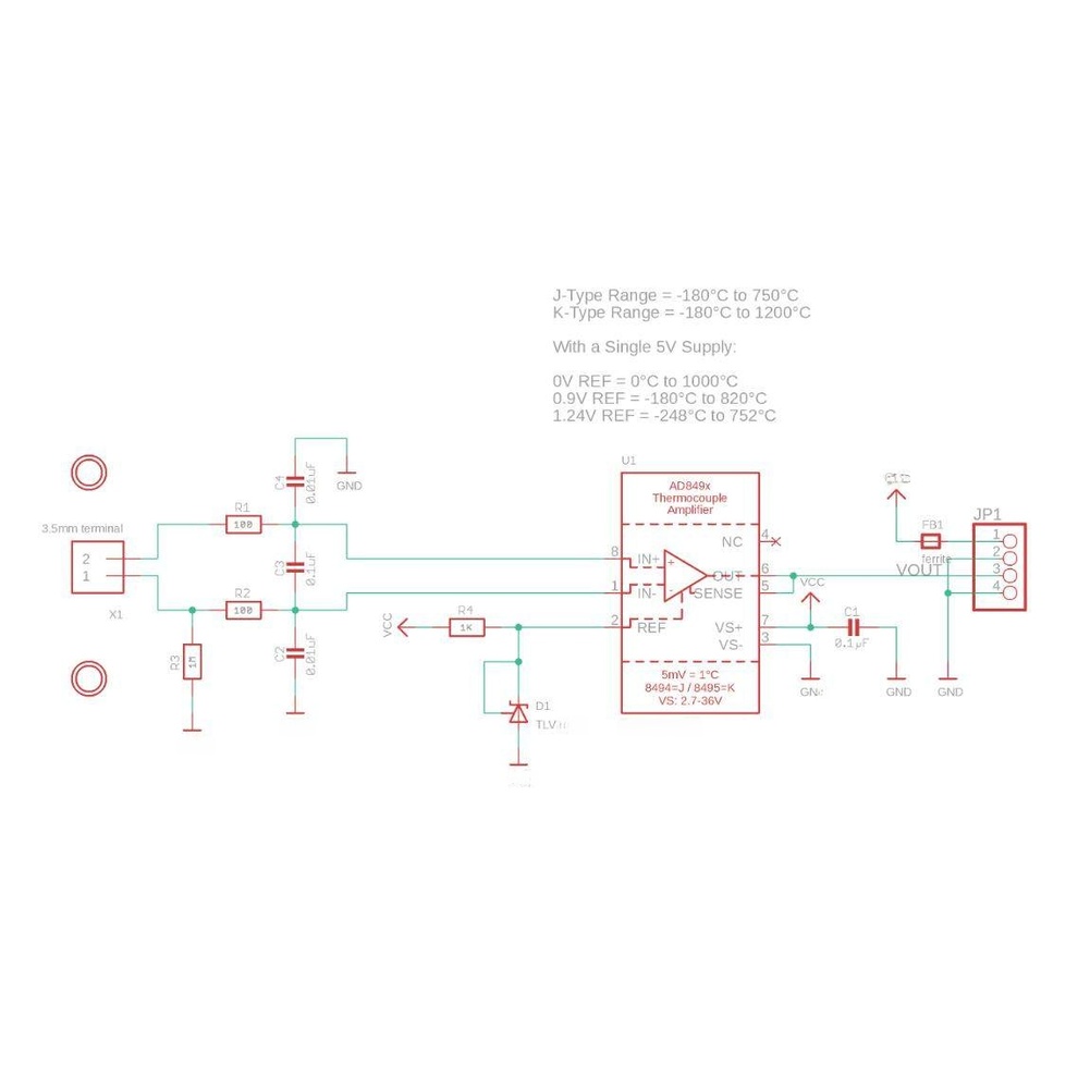 Thermocouple Module K Type - AD8495 K-Type Thermocouple Signal Conditioning Module