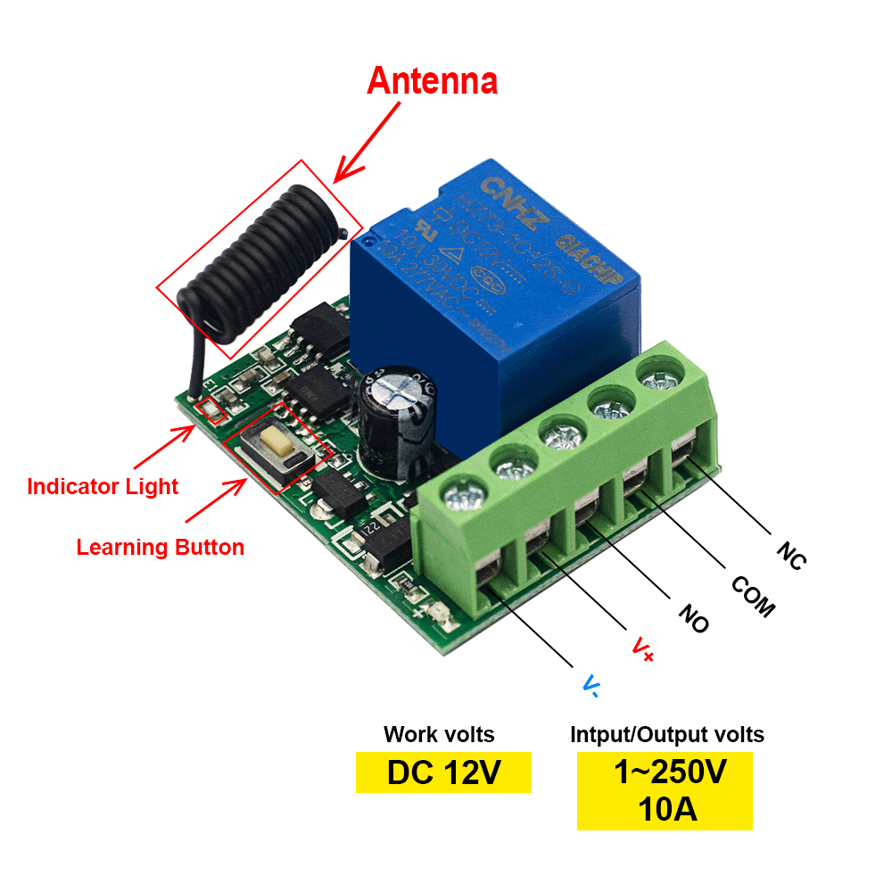 QIACHIP 433MHz DC 12V Wireless - Relay Module 4 Channel ulasan dan harga